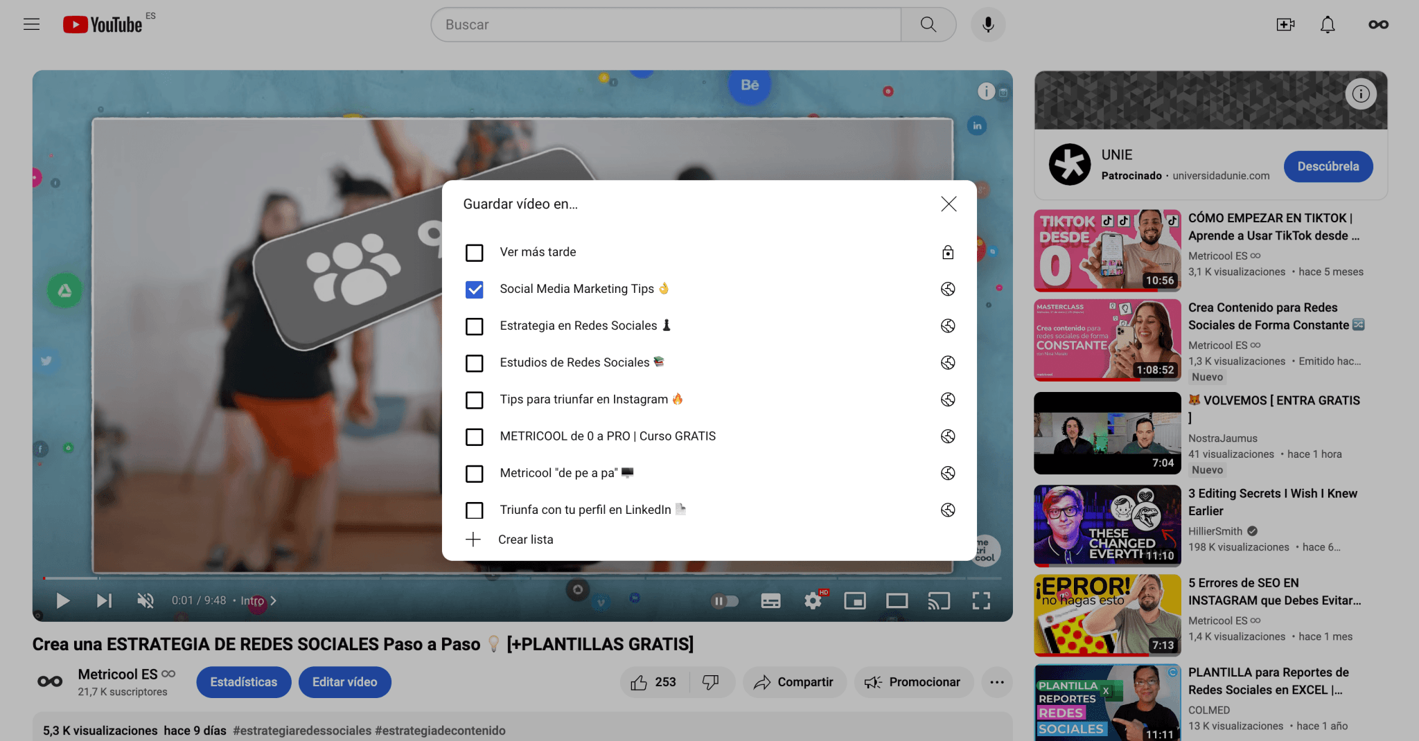 Cómo crear lista de reproducción en YouTube en 5 pasos