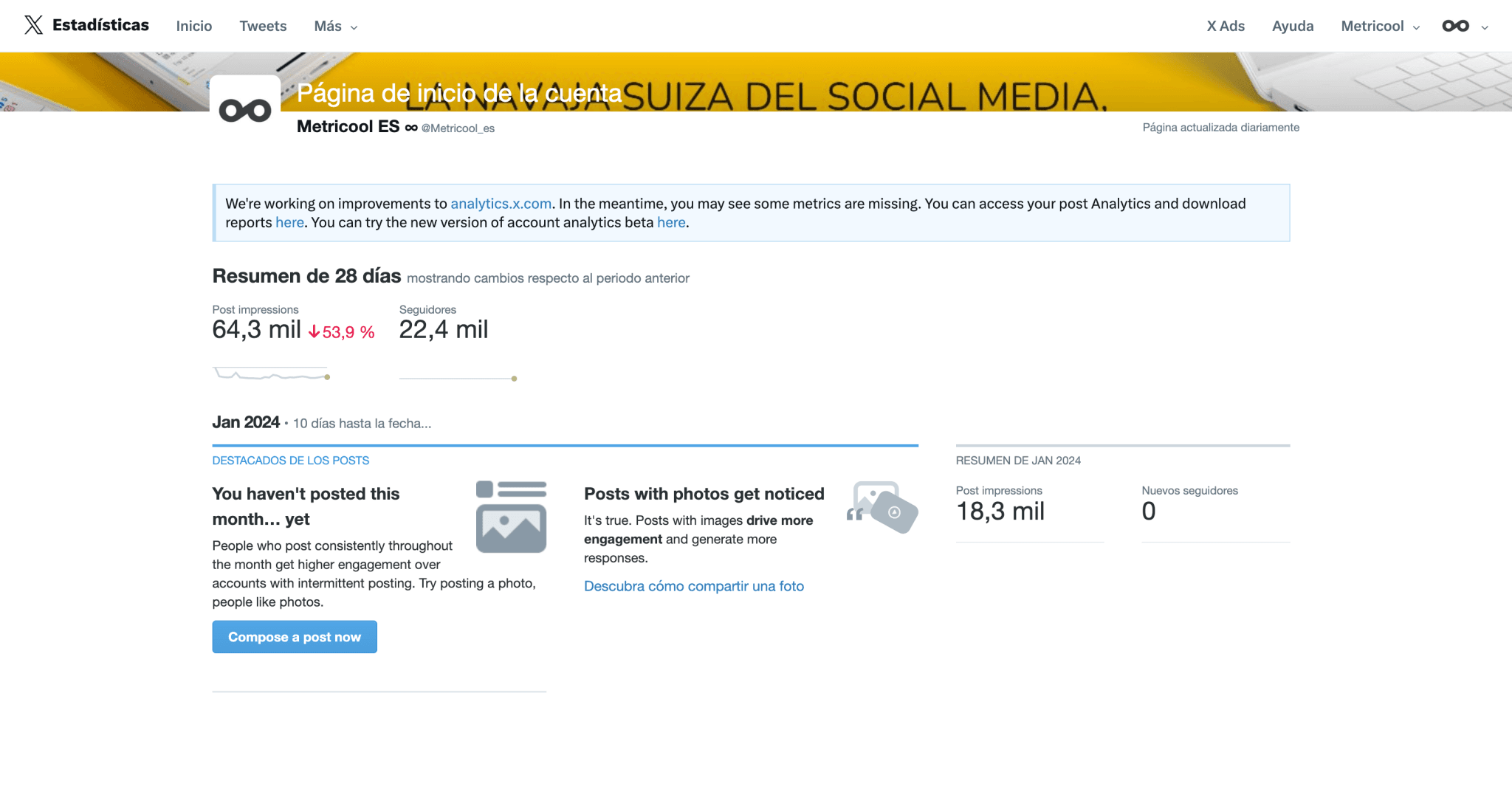 Medir seguidores en Twitter con Metricool y Analytics