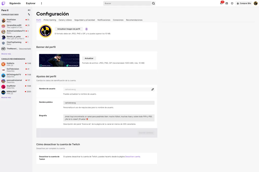 cambiar nombre twitch