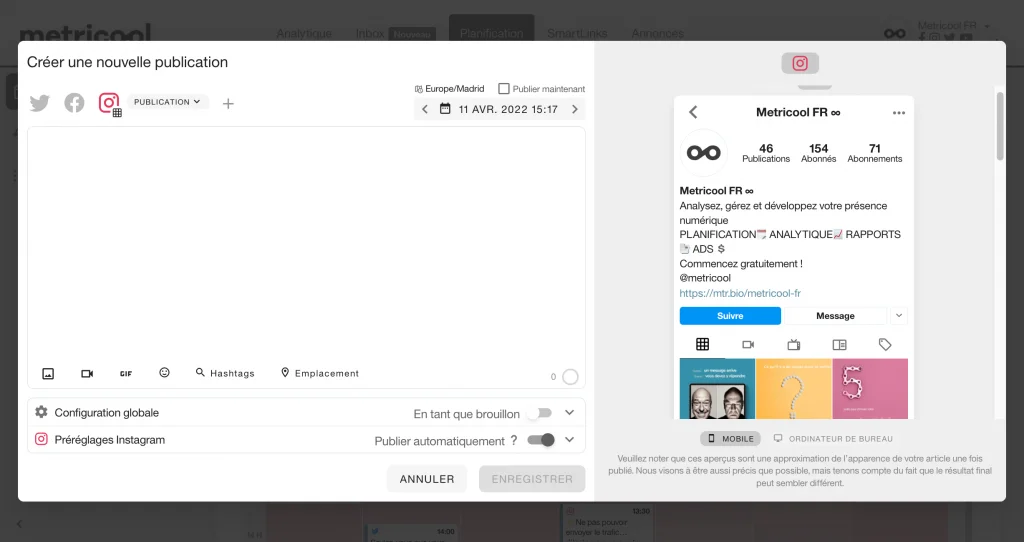 Qu'est-ce que le feed Instagram metricool