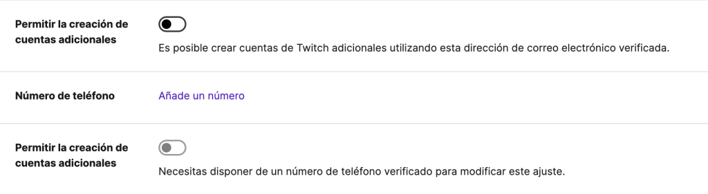 Crear cuenta adicional Twitch