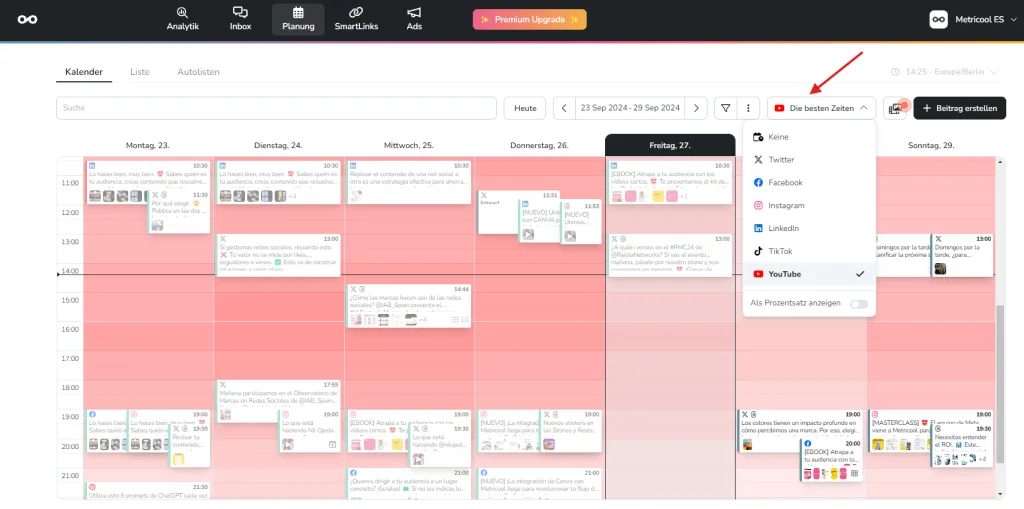 Social Media Redaktionsplan mit Metricool