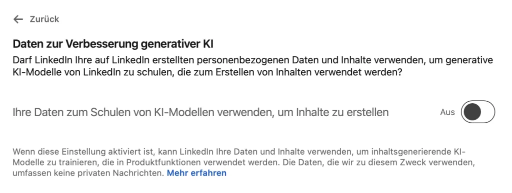 linkedin ki daten - ausschalten