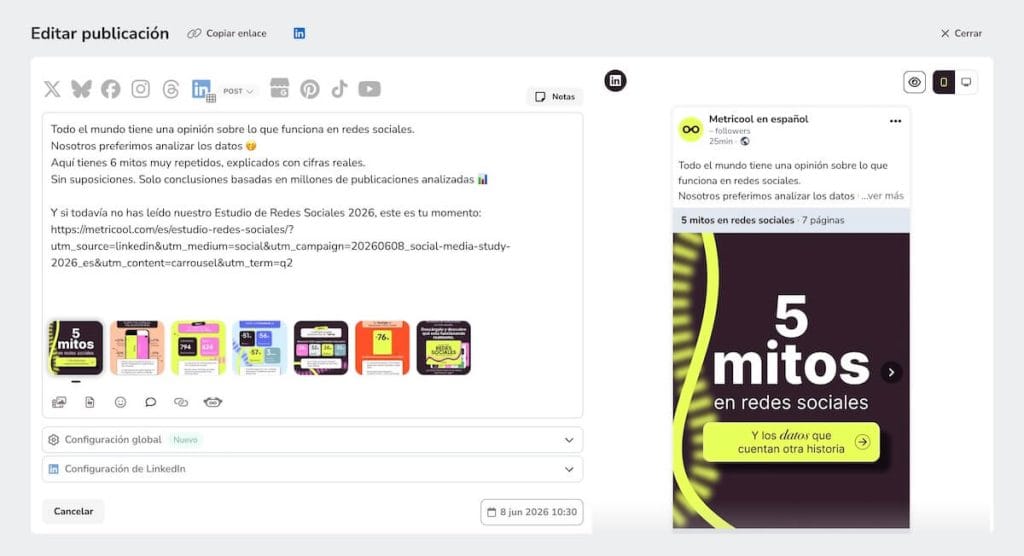 programar carrusel en LinkedIn