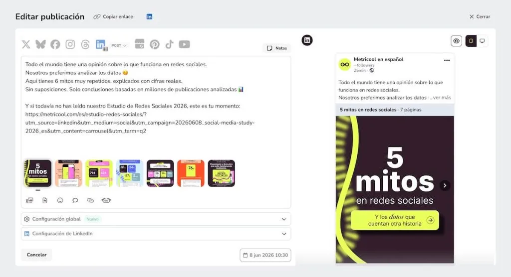 programar carrusel en LinkedIn