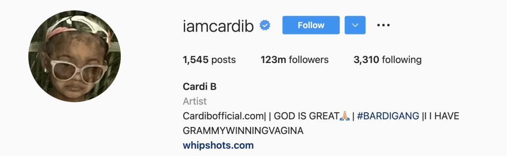 Instagram names iamcardib