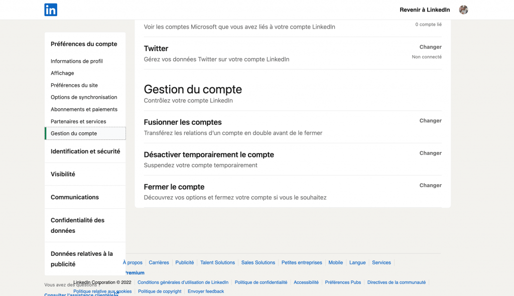 supprimer son compte linkedin