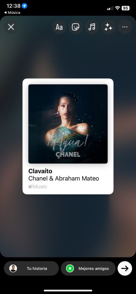 Compartir música en Instagram desde la app de Apple