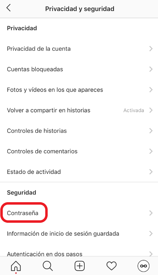 Recuperar cuenta Instagram contraseña