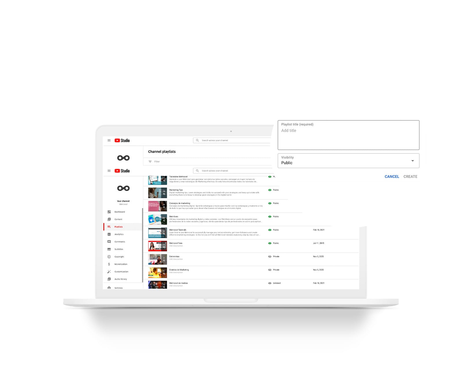 cómo crear lista de reproducción youtube