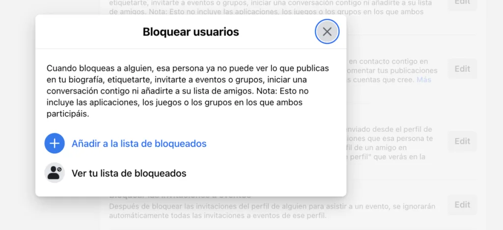 Desbloquear perfiles bloqueados