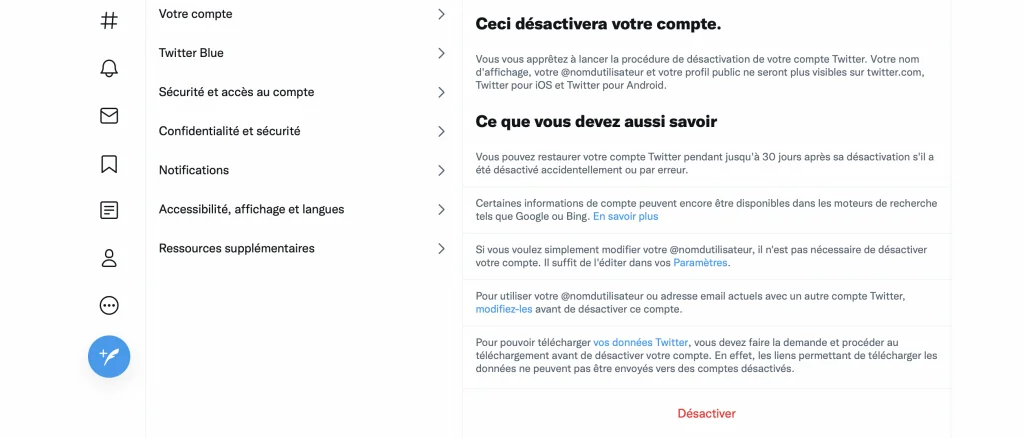supprimer compte twitter