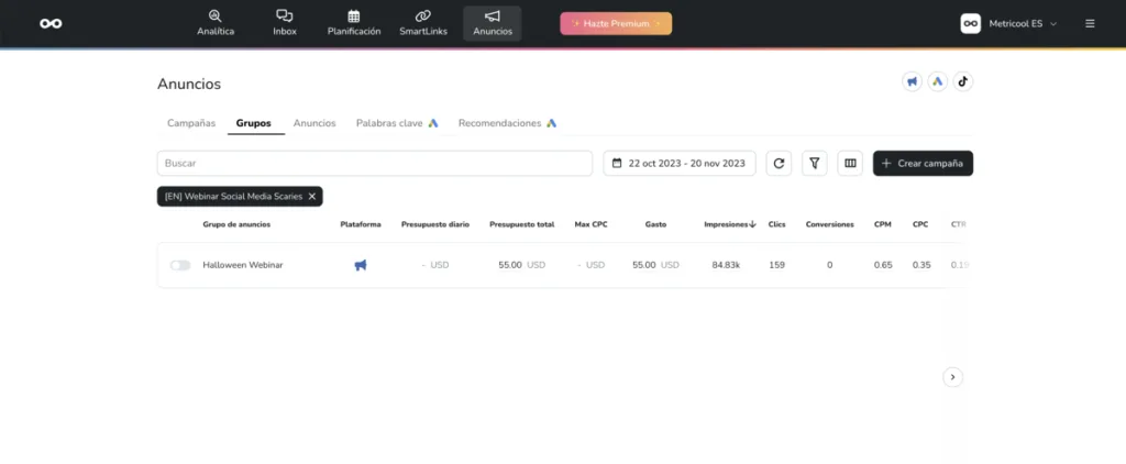 División campañas online