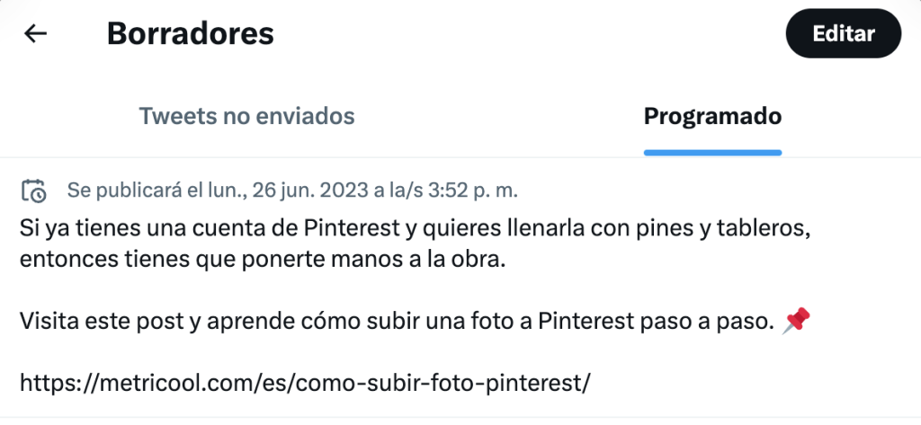 editar tweets programados