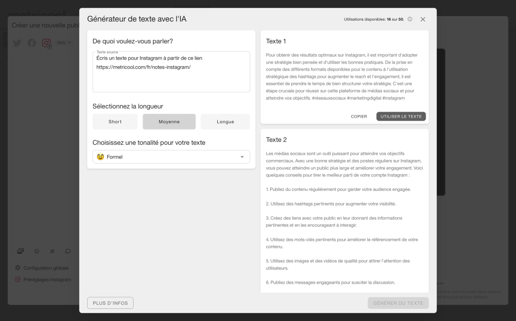 textes reseaux sociaux avec intelligence artificielle