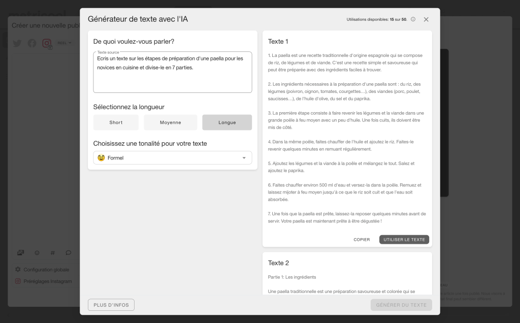 textes reseaux sociaux avec intelligence artificielle