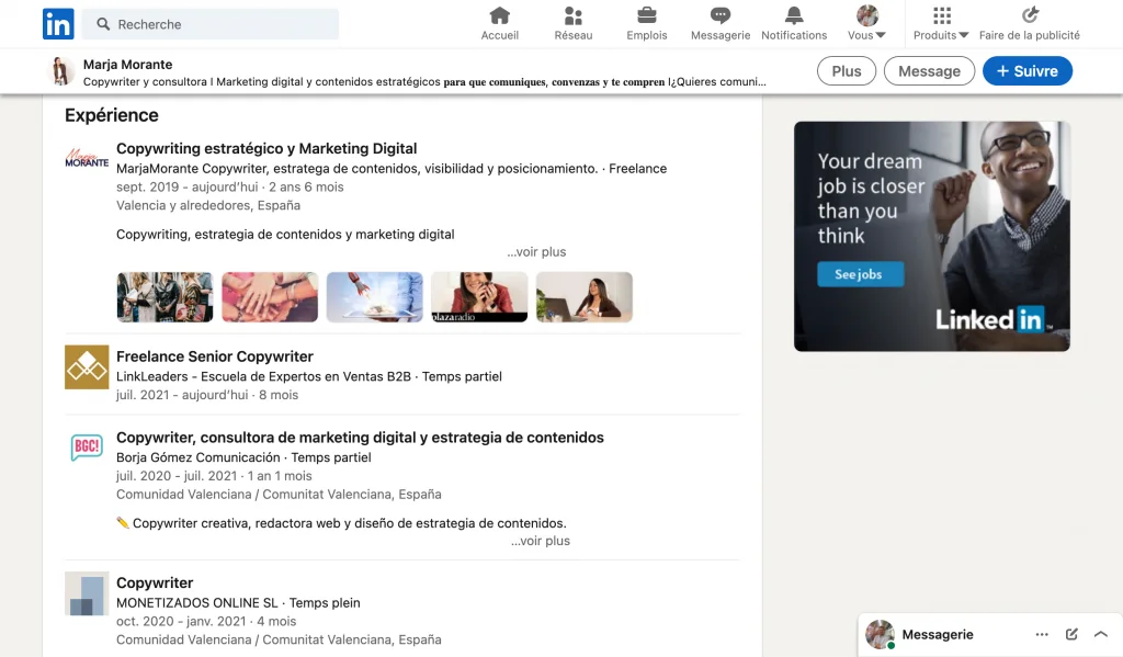 Copywriting pour LinkedIn marja morante
