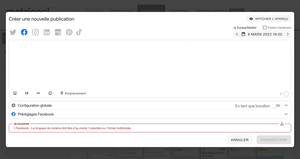 curation de contenu avec metricool