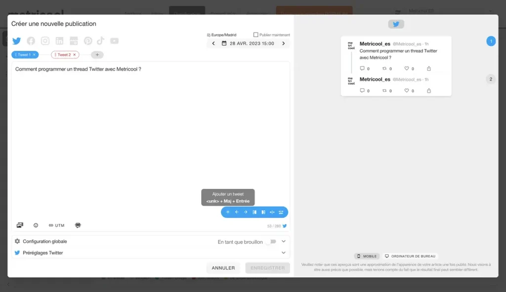 programmer un thread Twitter