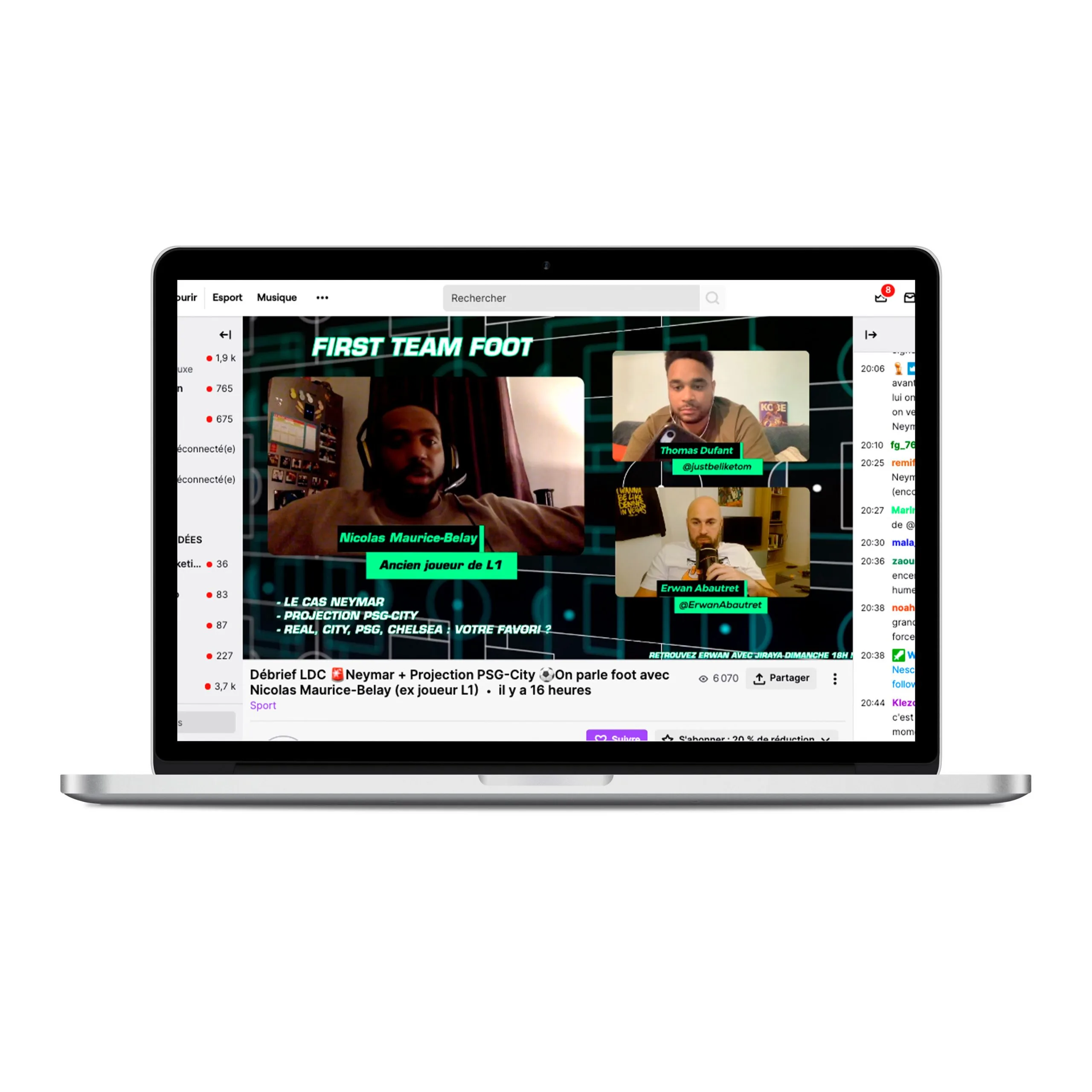 Chaînes Twitch recommandées par catégorie