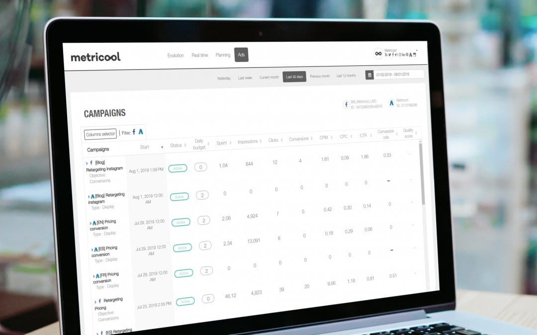 Gestion de tes campagnes publicitaires online avec Metricool