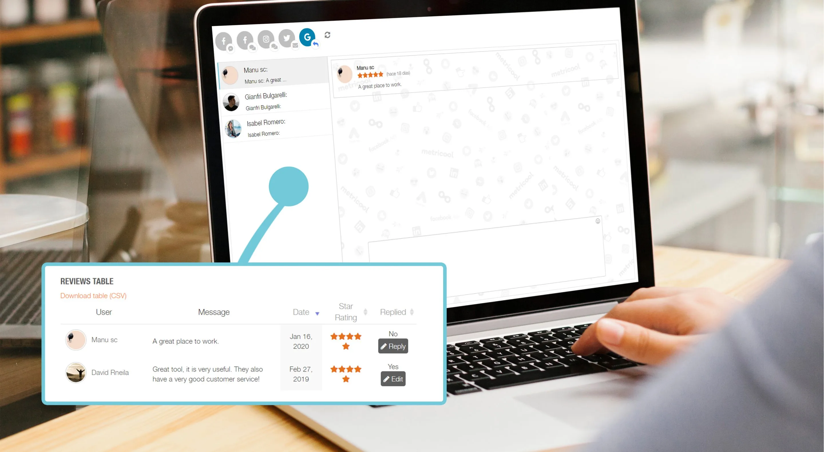 metricool gestiona comentarios en Google My Business