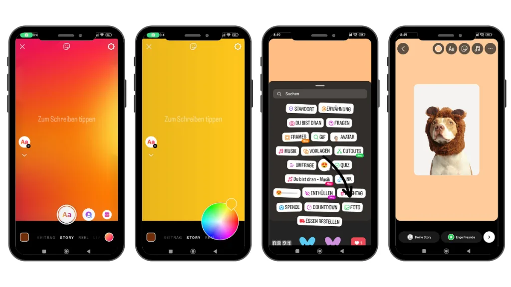 Wie man die Hintergrund-Farbe von Instagram Stories ändert