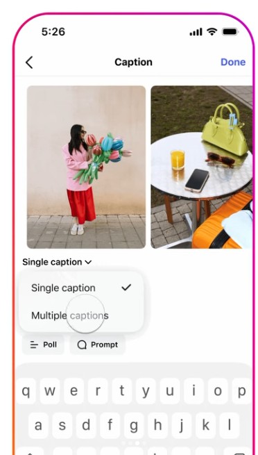 instagram carousel multiple captions