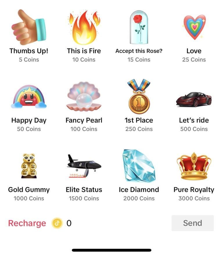 tiktok live send gifts