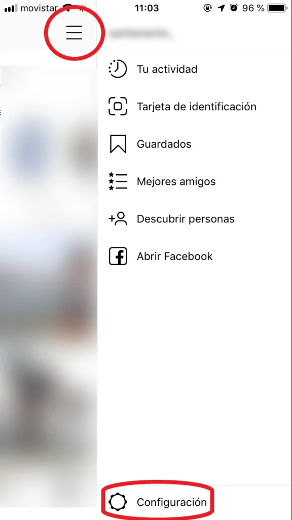 Contactar con Instagram desde la aplicación