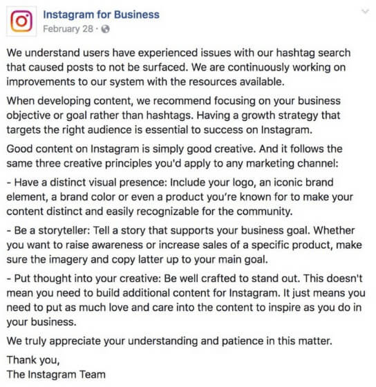Instagram sobre el shadowban