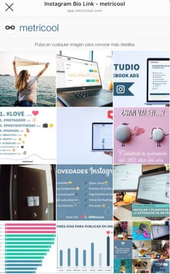 link en bio de instagram de Metricool