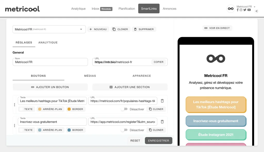 gérez plusieurs comptes Instagram smartlinks metricool