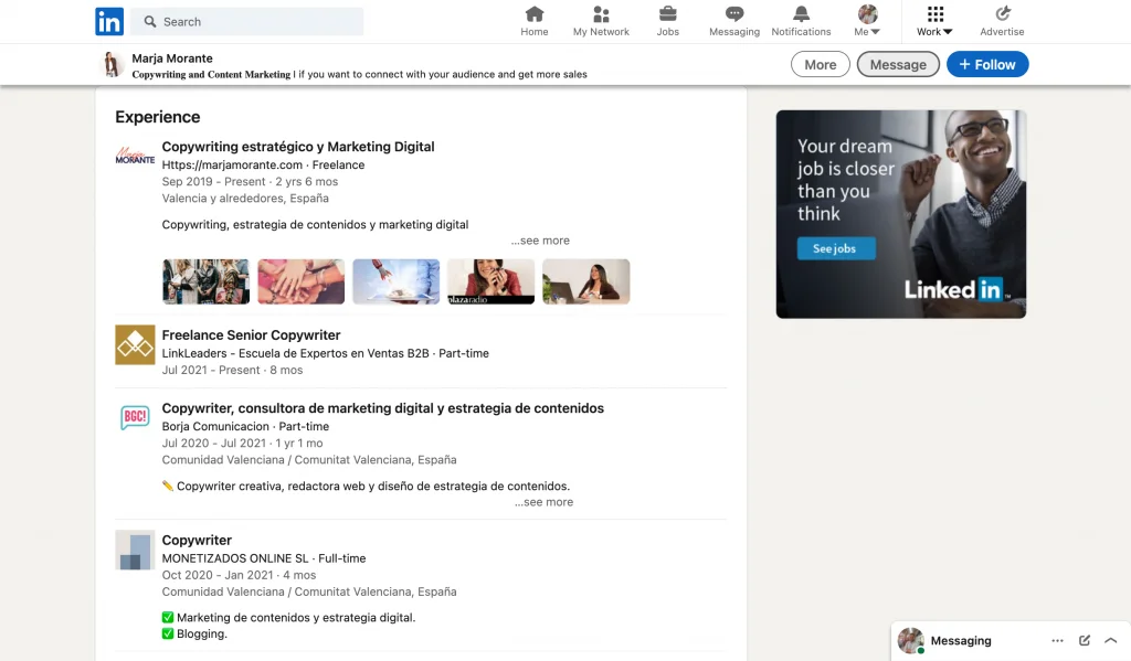 copywriting for linkedin marja morante