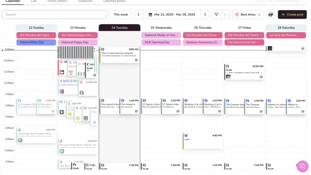 Schedule bulk content with Metricool's unified calendar