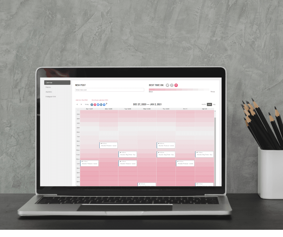 Instagram planner with Metricool