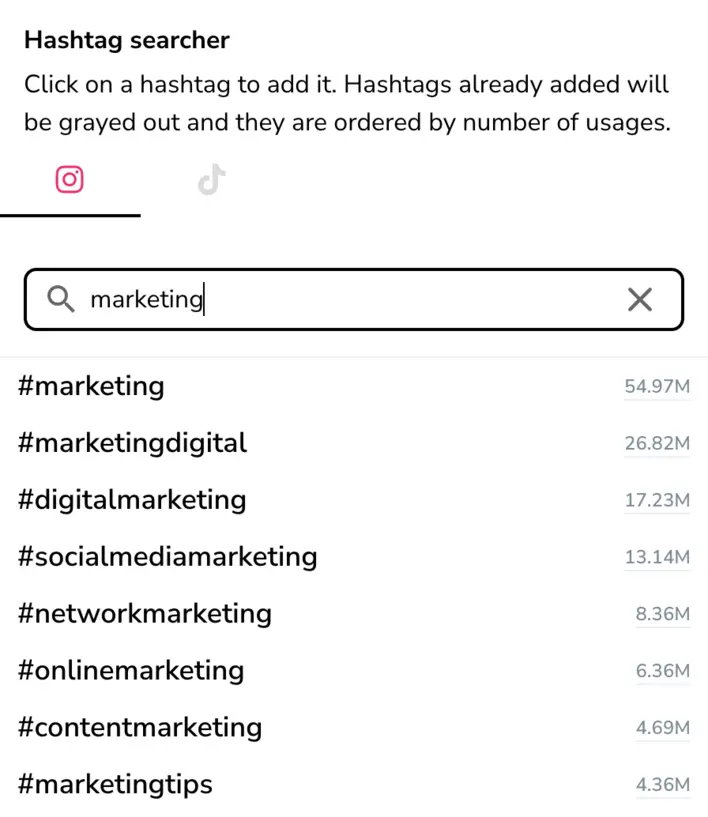 Find popular hashtags for Instagram  SEO with Metricool