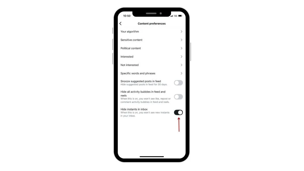 turn off instagram instants