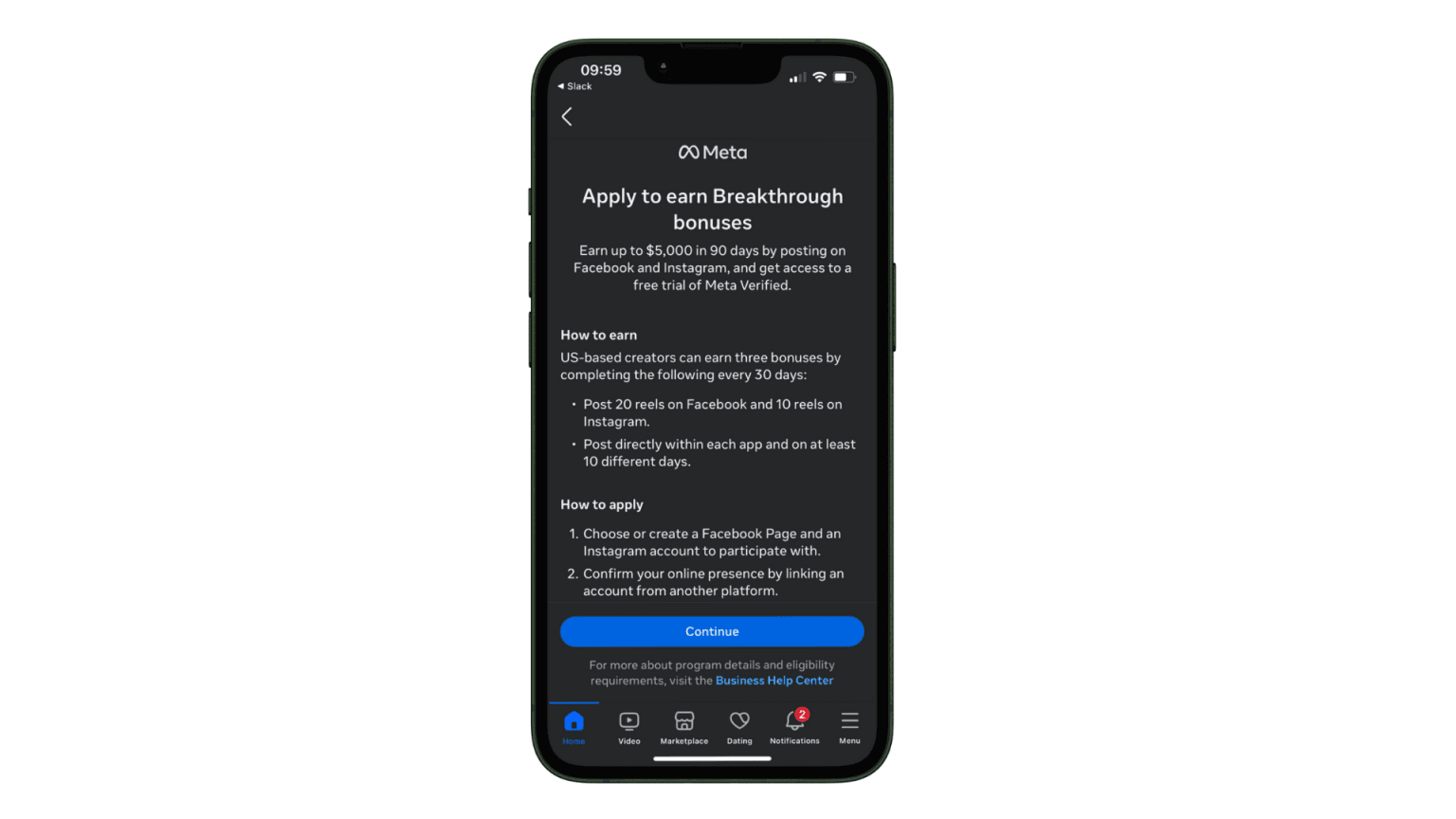 Breakthrough Bonus Meta Offers 5,000 Incentive to TikTok Creators