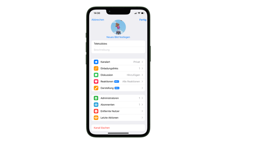 Telegram Kanal Einstellungen