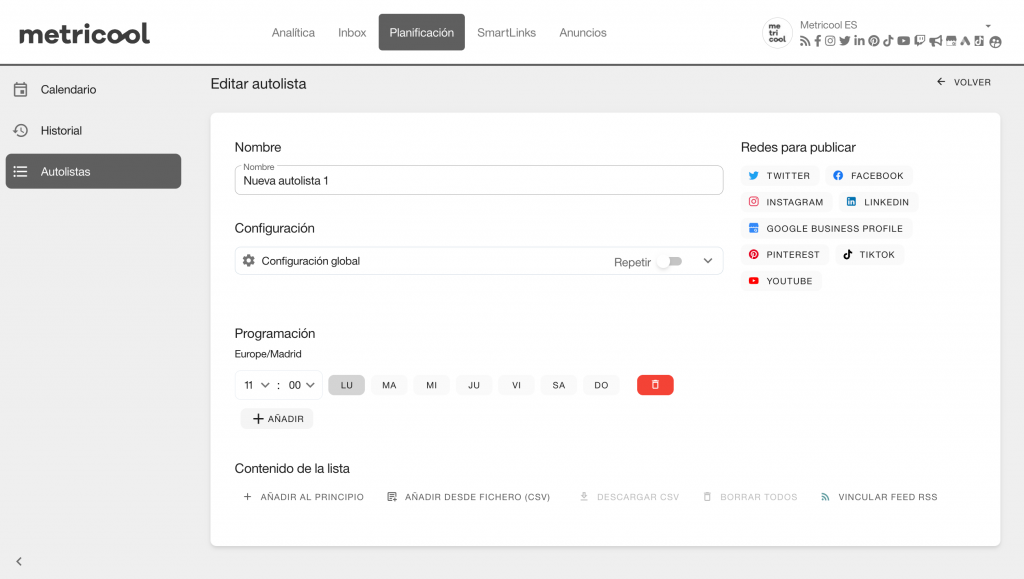 automatizar redes sociales autolistas