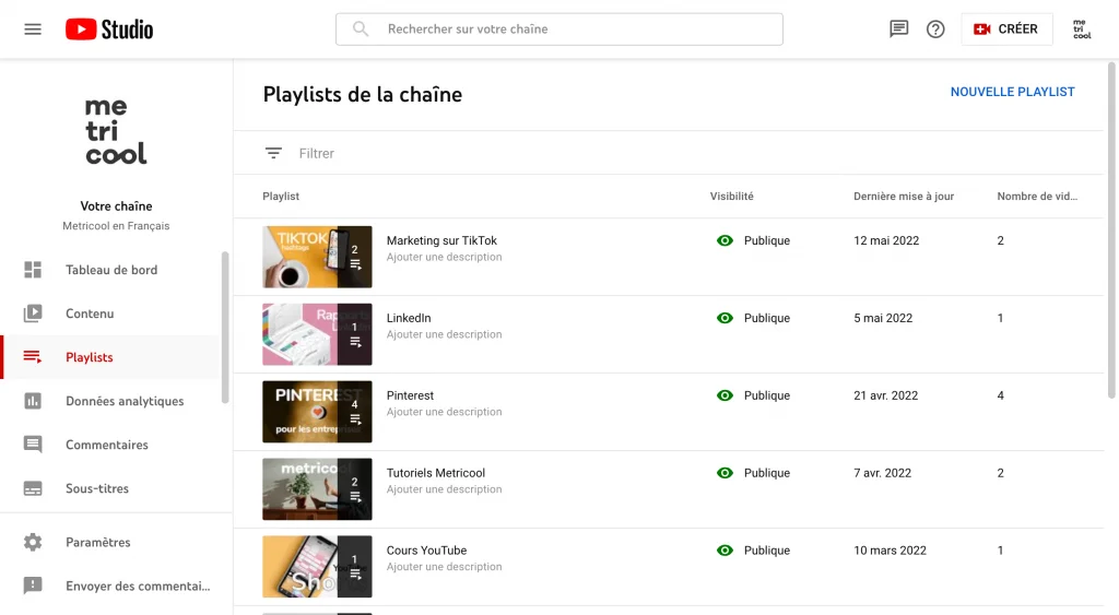 playlist sur youtube
