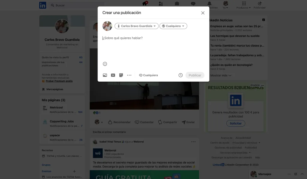 cómo publicar en linkedin