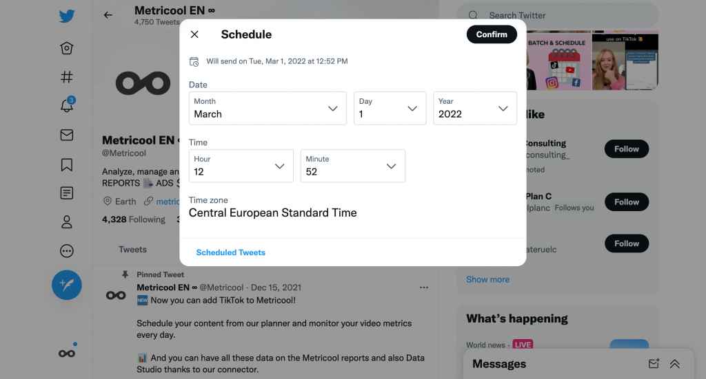 tools to schedule tweets twitter