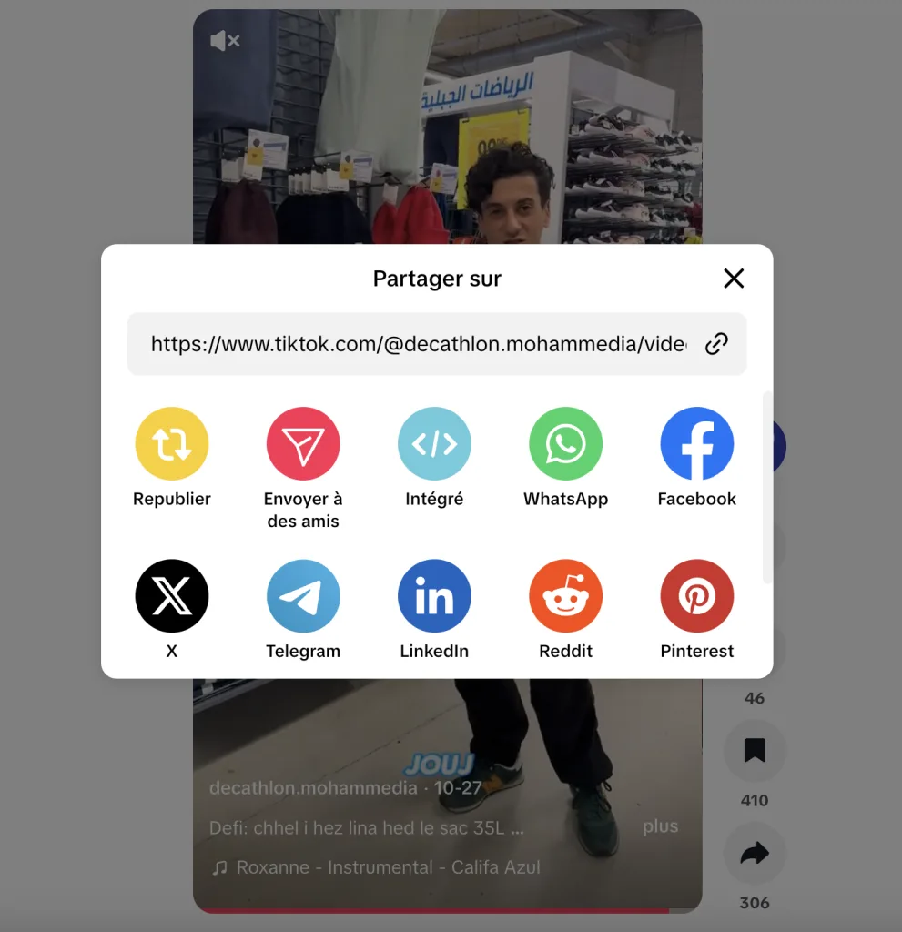 partager une vidéo TikTok sur PC