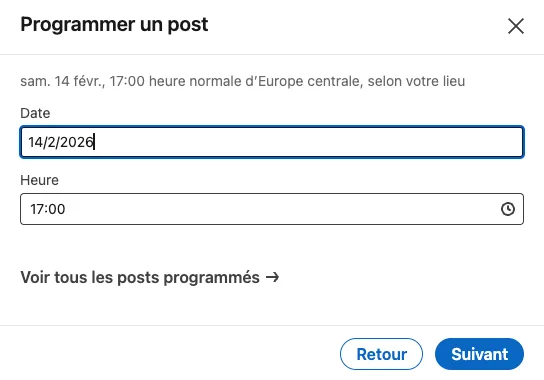 Programmer un post linkedIn