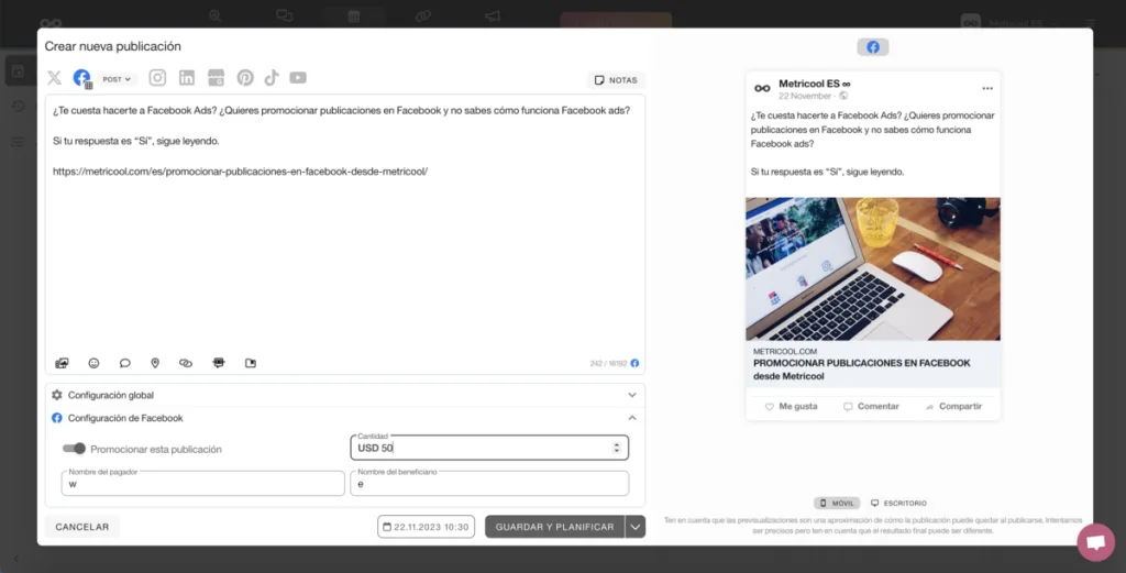Promocionar publicación en Facebook