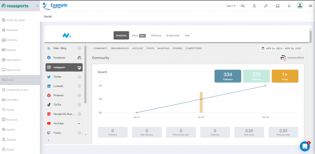 nubapp con metricool