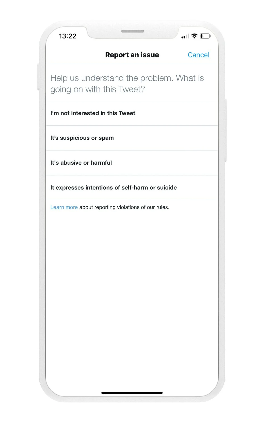report an issue twitter