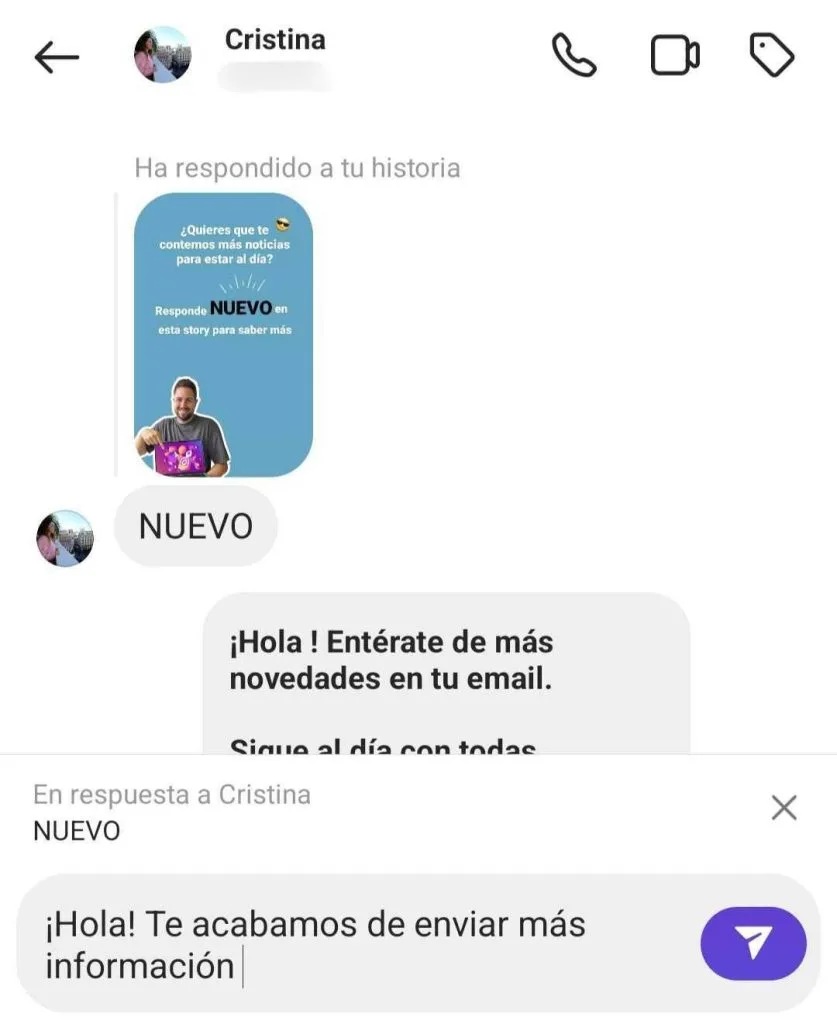 cómo responder mensajes concretos en Instagram desde iPhone o Android